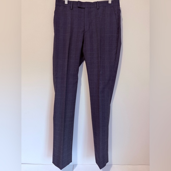 Banana Republic Other - NWOT BANANA REPUBLIC MARZOTTO MENS NAVY BLUE PLAID SLIM FIT DRESS PANTS 💯 WOOL